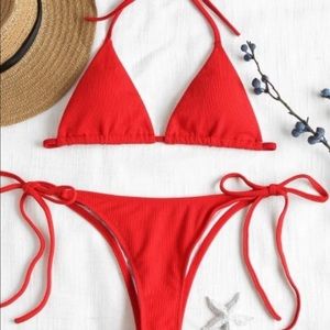 Red Zaful string bikini